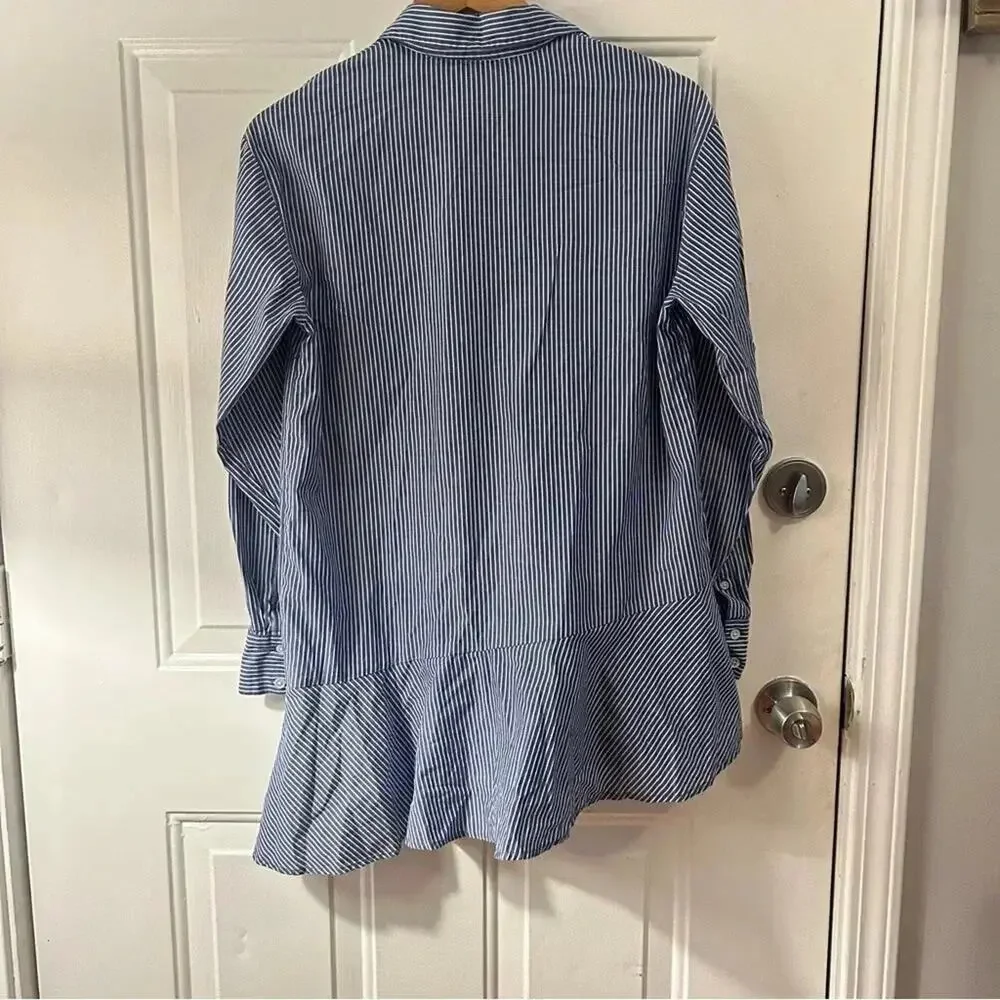 Veronica Beard • Gilda Assymetrical Button Down Hem Tunic Blouse - Picture 9 of 11